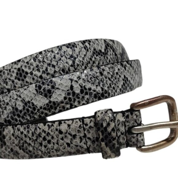 Chico's Accessories - Chicos Gray Snakeskin Leather Skinny Belt L